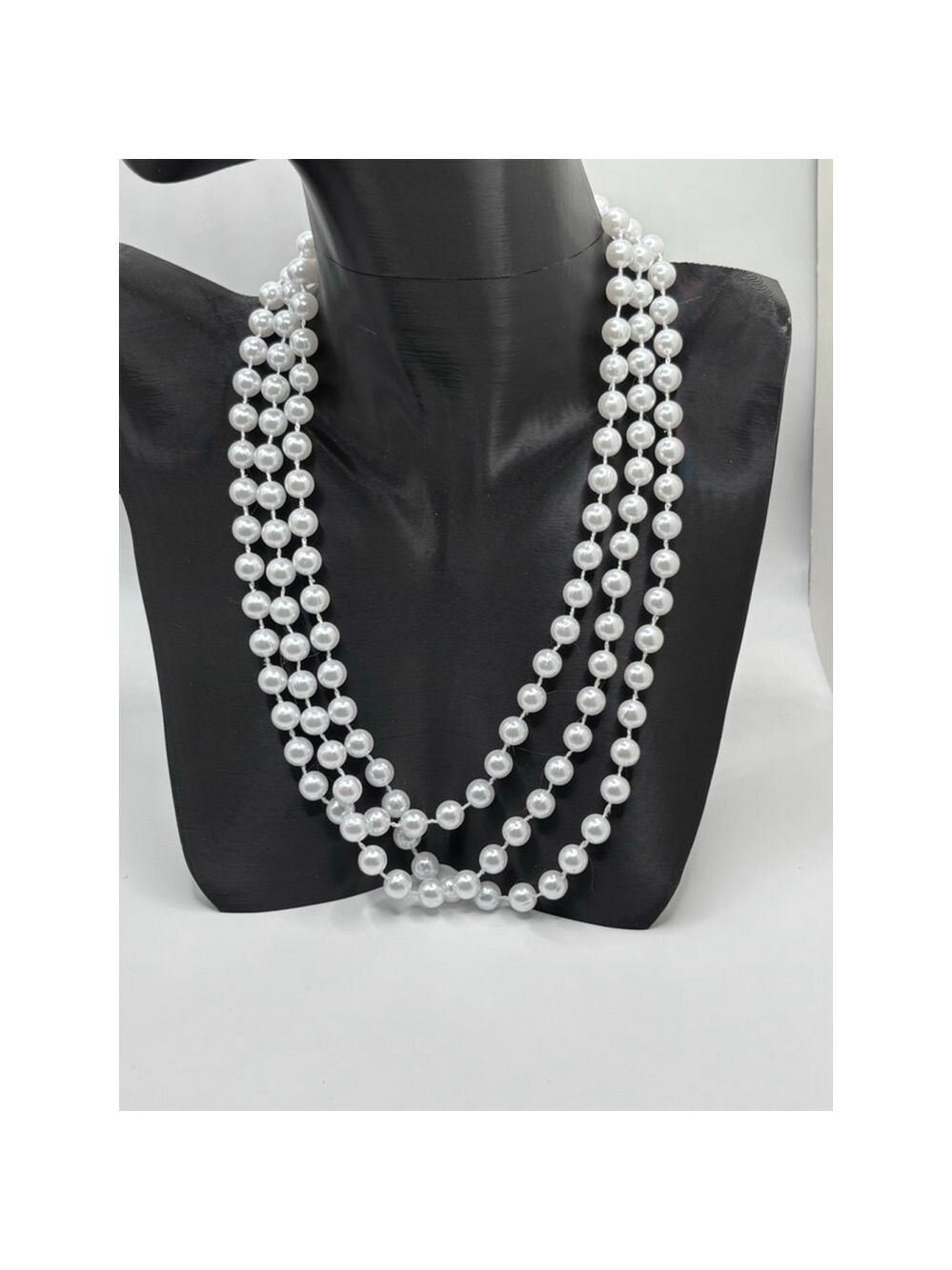 White Faux Pearl Multi-Strand Necklace - Picture 3 of 4